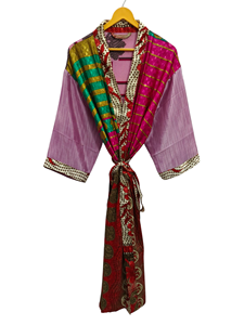 Wrap Dress Indian Tunic Sari <b>Robe</b> Bridal Gown Maternity Gown Gift <b>Robe</b> <b>Beach</b> Party Wear Indian Printed Silk Sari Kimono, - Product Image 3