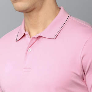 Polo pour homme coupe ajustée en coton mélangé respirant à manches courtes haut tendance moderne et décontracté disponible en plusieurs couleurs - Product Image 4