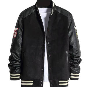 Nueva chaqueta de béisbol para hombre, ropa informal de buena calidad con mangas de cuero, elegante chaqueta de béisbol universitaria para hombre - Product Image 6