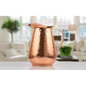 Pichet à eau en cuivre pur à double paroi avec poignée Caractéristiques jetables Couvercle Paille Accessoire inclus Pichet de service décoratif - Product Image 4