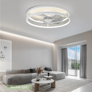 Ventilateur électrique LED moderne avec télécommande, moteur DC, corps métallique pour chambre à coucher, maison ou bureau - Style minimaliste - Product Image 2