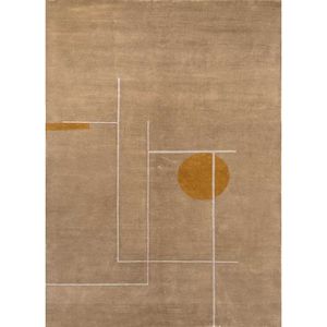 พรมขนสัตว์ถักมือสีเบจและสีน้ำตาล ลายแบบนามธรรม สำหรับห้องนั่งเล่น พรมรูปทรงสี่เหลี่ยมผืนผ้า สำหรับทางเดิน รุ่นพรมแบบจิ๊กซอว์ สำหรับวัยรุ่น-AIWL-3010 - Product Image 1