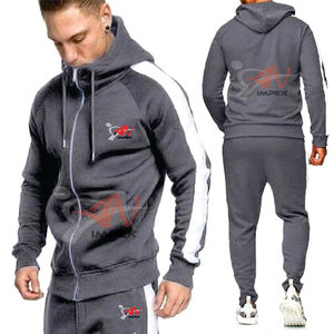 Survêtement à glissière avec logo d'impression personnalisé de haute qualité pour hommes Combinaison de survêtement à matériau flexible pour l'hiver - Product Image 4