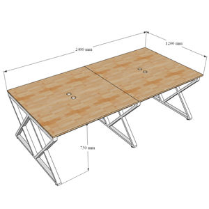 Mesa Minimalista XConcept HBXC008 de 120x240cm para 4 Personas, Sistema de Ensamblaje de Madera de Caucho - Product Image 4