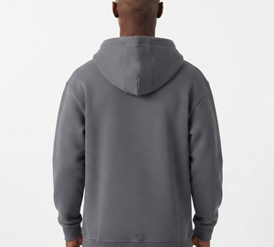 Sweat à capuche zippé gris pour homme, coupe droite, en molleton, décontracté, couleur unie, en coton tricoté, idéal pour l'automne – Nouvelle tendance très prisée - Product Image 5