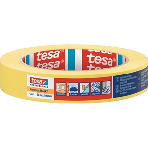 TESA Precision Crepe Paper 4334 50 m Long 19 mm Wide Smooth Yellow <b>Roll</b> 8-Pack Craft <b>Tool</b> & Supply - Product Image 1