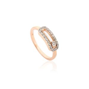 Produit le plus vendu de 100% authentique bague minimaliste en diamant taille ronde Uno Pave en or rose massif 14 carats - Product Image 3
