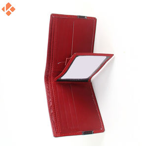 Meilleur portefeuille court en cuir PU à double pli pour hommes de haute qualité avec logo personnalisable fermeture ouverte et motif rayé - Product Image 5