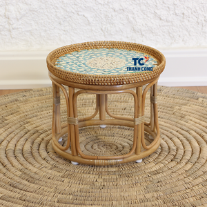 Hermosa MESA Auxiliar de Ratán con Incrustaciones de Fregona Muebles Artesanales para Exhibición Festiva de Eid y Configuración de Decoración de Habitación de Diwali - Product Image 1