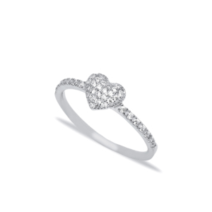 แหวนเงินแท้ 925 ดีไซน์คลาสสิกทรงหัวใจประดับเพชร CZ งานฝีมือประณีต เหมาะสำหรับงานแต่งงาน สไตล์ตุรกี สำหรับผู้หญิง - Product Image 4