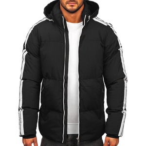 2024 veste matelassée en nylon avec logo personnalisé pour hommes long manteau d'hiver noir fermeture à glissière grande taille toile tissu Style bulle - Product Image 1