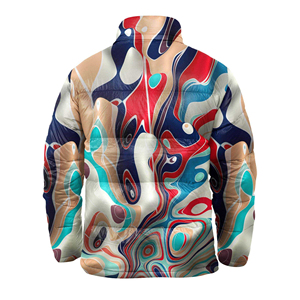 Parka d'hiver à capuche en nylon avec logo personnalisé pour hommes, manteau bouffant à impression par sublimation, fermeture à glissière en coton, grande taille, légère et chaude, bouffée de bulles - Product Image 4