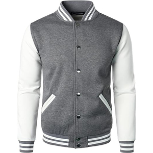 Chaqueta universitaria, chaqueta abotonada de bloque de color informal para hombre para béisbol escolar - Product Image 1