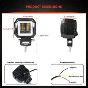 3 pouces 12V <span class=keywords><strong>24V</strong></span> 6000K LED Work Light Bar Spot Driving LED Headlights Work Lamp Fog Pods DRL Red Halo Offroad 4WD ATV SUV - Product Image 3