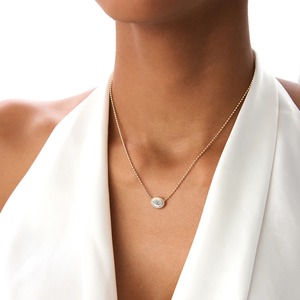 Encantador Collar Clásico con Diamantes Cultivados en Laboratorio en Forma Ovalada con Engaste de Bisel, 0.75 Ct E-F VS, Oro de 14K, Joyería Fina para Uso Diario, Regalo - Product Image 3