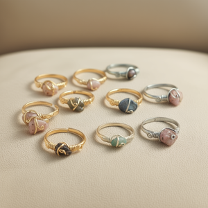 Elegant Gold and Silver Plated Wire Wrapped Fashion <b>Rings</b> with Natural Stone Resale Appeal - Product Image 3