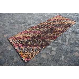 พรมขนแกะสีน้ำตาลสไตล์ชนเผ่าคลาสสิก3.1 x 8.5ft สไตล์ตุรกีมีการออกแบบเย็บปะติดปะต่อกันด้านหลังของยางสำหรับห้องนั่งเล่นห้องโถงสี่เหลี่ยมผืนผ้าลาย - Product Image 3