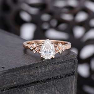 High Quality 14K Rose Gold Premium Moissanite Fine Ring D Color VVS Clarity <b>Handmade</b> <b>Jewelry</b> for Women Wedding Wear - Product Image 1