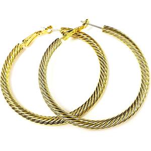 Boucles d'oreilles créoles fines torsadées en fil de 50 mm, élégantes - Product Image 1