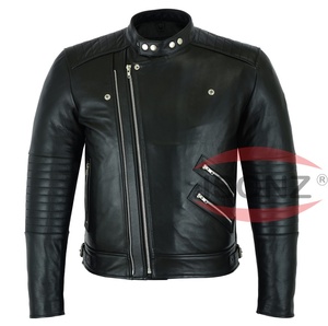 Chaqueta de Cuero Estilo Motociclista, Personalizada, de Piel de Vaca y Oveja, con Múltiples Cremalleras - Product Image 1