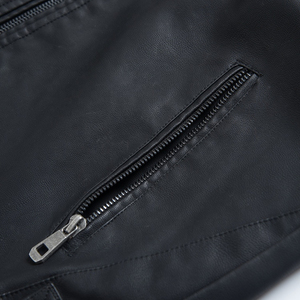 Custom Autumn Winter New Stand Collar Classic Fit Washed Men's Biker Motorcycle Jackets Pu Faux Leather Jacket high quality - Product Image 6