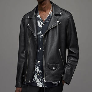 High Street Stylish Durable Cow Skin Leather <b>Jacket</b> Stand Collar Breathable Comfortable Versatile for All Seasons Casual Outfits - Product Image 2