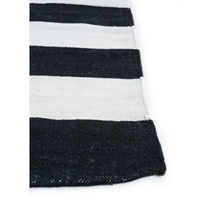 พรมขนสัตว์ทอลายแบนขนาดใหญ่ Alhambra สีเทาและลายทางสีดำ สำหรับบ้าน ห้องนอน ห้องนั่งเล่น และทางเดิน-DW-177 - Product Image 4