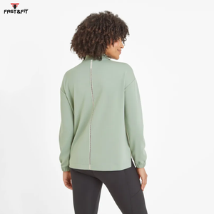 Respirant confortable séchage rapide 100% coton vente entière sweat col roulé fermeture éclair sweats courts pour femme - Product Image 2