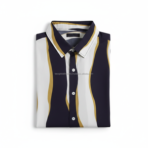 เสื้อเชิ้ตฮาวายลายคลื่นแนวตั้ง แขนสั้น ผ้าเนื้อนุ่ม ระบายอากาศได้ดี คุณภาพสูง เหมาะสำหรับวันหยุดฤดูร้อน เสื้อผ้าผู้ชาย - Product Image 6