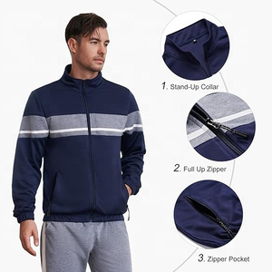 Vêtements de sport décontractés pour hommes personnalisés, automne et hiver, cardigans et ensembles de jogging, vêtements de sport en tricot deux pièces - Product Image 4