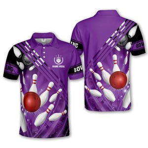 Sporty Print Sublimation Custom Men's Quick Dry 100% Polyester <b>Bowling</b> Polo Shirt Premium Quality Knitted Anti-Wrinkle - Product Image 3