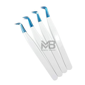 65 Degree Volume <b>Light</b> Gray Color Coated Plain Grip Eyelash Extension Tweezers Japanese Stainless Steel Blue <b>Plasma</b> Tips - Product Image 3