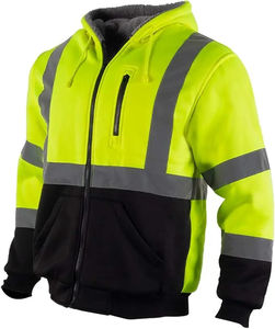 Wholesale ANSI Class 3 Hi-Vis Reflective Safety <b>Jacket</b> <b>Men's</b> <b>Fleece</b> Hoodie Zipper Workwear Yellow <b>Black</b> Insulated PPE OEM - Product Image 1