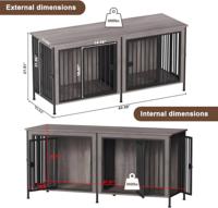 Fabricant de meubles de chenil en bois robuste avec séparateur épais, support de télévision, cage pour chien pour 2 chiens, meubles de maison