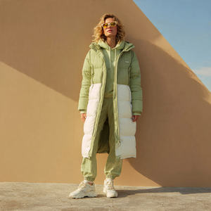 Veste matelassée en tricot d'hiver pour femmes Longue X-Longue à capuche Coupe-vent Écologique Vêtements de rue Vêtements d'extérieur - Product Image 1