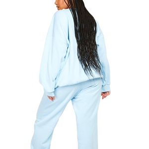 Oversized Women's Long Sweat Suits <b>Sets</b> Custom 2 Piece <b>Set</b> <b>Matching</b> High Waist <b>Joggers</b> Crew-Neck Sweatshirt Sporty Breathable - Product Image 3