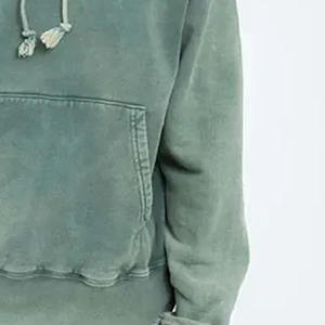 เสื้อฮู้ดผู้ชายโอเวอร์ไซส์ผ้าฝ้าย100% วินเทจมีกรดสีเทาฟอกสีพิมพ์ลายแบบกำหนดเองสำหรับฤดูหนาว - Product Image 4