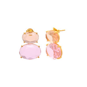 Pink Hydro and Champagne Hydro 925 Sterling Silver Stud <b>Earring</b> - Product Image 2