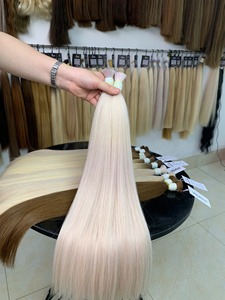 Extensiones de cabello virgen a granel de lujo 100% vietnamita 100 gramos colores claros Super doble dibujado 55cm Natural recto suave brillante - Product Image 2