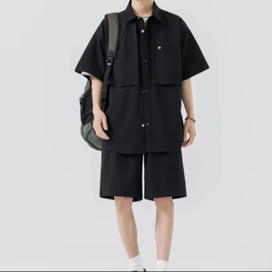 Nuevo conjunto de pantalones cortos de gran tamaño con estilo para hombres, conjuntos de camisetas transpirables de diseño informal, conjunto de camisa de pantalones cortos de verano de media manga - Product Image 3