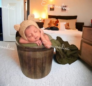 Round Newborn Posing Bamboo Wooden Bucket for Photoshoot Baby <b>Shower</b> Gift Photography Prop High Quality - Product Image 4