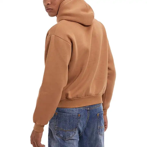 High Quality Customized Drop Shoulder No <b>String</b> Heavyweight French Terry Cropped Hoodies 500 Gsm Boxy Fit Hoodies - Product Image 4