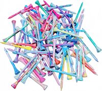 EWILLING Tees de golf professionnels durables, accessoires de golf, plusieurs couleurs, tailles variées, lot de 100 pièces, bambou/bois, taille 2-3/4 pouces
