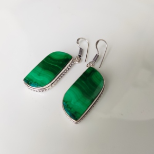 Malachite Brass <b>Hoops</b> Earrings Light <b>Weight</b> Chunky Earrings for Women Green Color Ear Wires for Anniversaries - Product Image 3