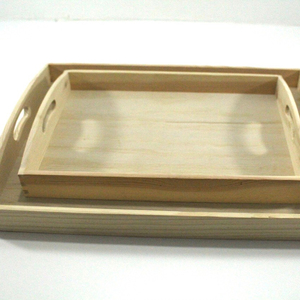 Plateau de service alimentaire rectangulaire en bois massif dans un ensemble pour hôtel fabriqué au Vietnam avec un design moderne - Product Image 1