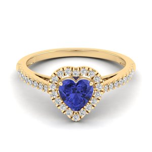 แหวนหมั้นเพชรทรงรัศมี REYES Exquisite ทองคำชมพู 14K ประดับเพชรทรงหัวใจ 0.75 กะรัต พลอยแทนซาไนต์ ของขวัญแต่งงาน เครื่องประดับ - Product Image 6