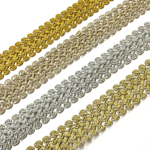 Gimp de dentelle de broderie de paillettes de fil métallique d'or et d'argent en gros pour le marché des EAU et du Moyen-Orient - Product Image 1