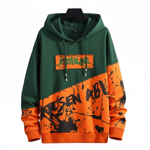 เสื้อฮู้ดผู้ชายทรงหลวมพิมพ์ลายตัวอักษร แขนยาว สวมใส่สบายๆ สำหรับฤดูใบไม้ผลิและฤดูใบไม้ร่วง ขายส่ง - Product Image 1