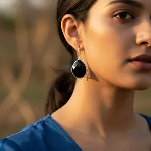Pendientes de Plata 925 con Ónix Negro en Forma de Lágrima para Mujer, Accesorios de Moda - Product Image 2