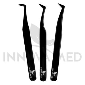 Pince à cils incurvée en acier inoxydable Pince à épiler d'extension de cils de 14 cm de long à poignée diamantée renouvelable fabriquée au Pakistan - Product Image 2